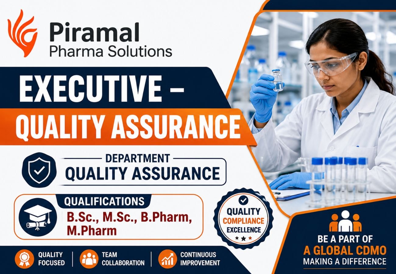 Piramal Pharma Executive Quality Assurance Jobs 2026