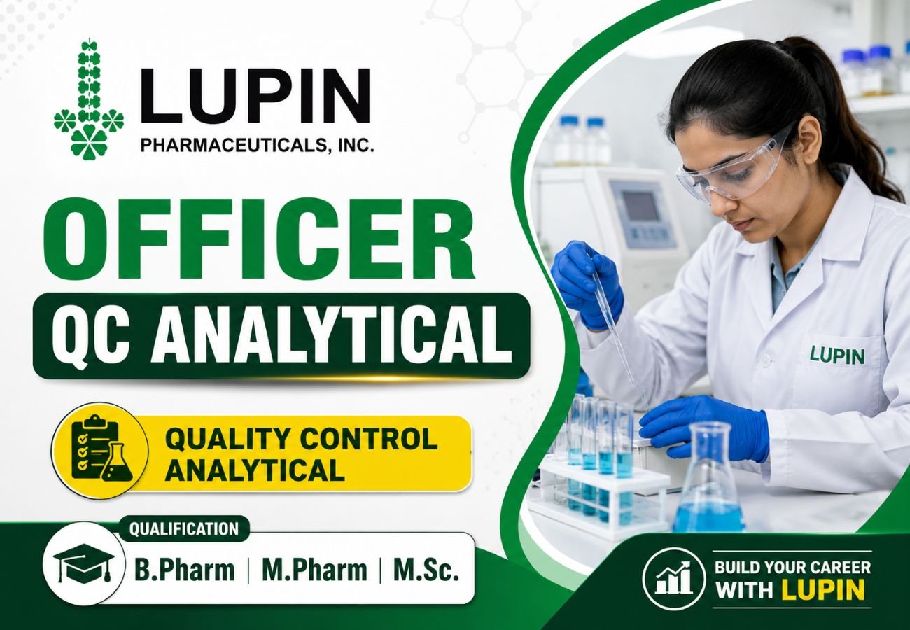 Lupin is Hiring for Officer - QC Analytical
