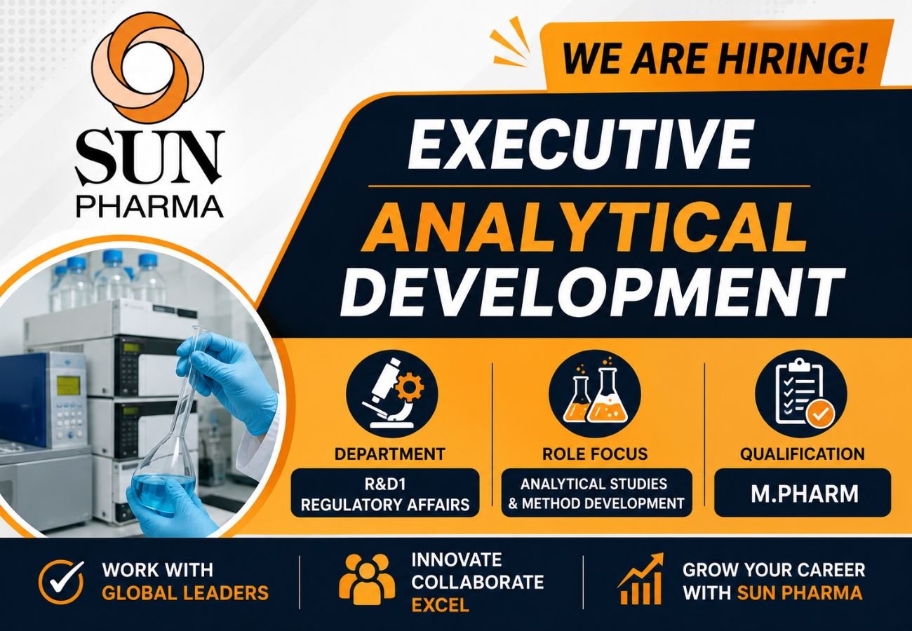 Sun Pharmaceutical is Hiring Freshers for Executive &ndash; Analytical Development
