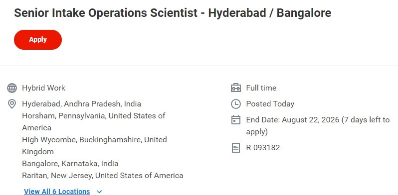 Johnson & Johnson hiring for Pharmacovigilance