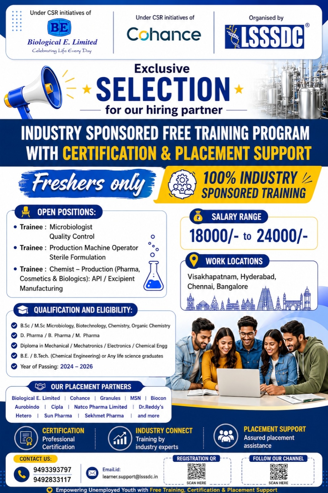 MEGA HIRING OPPORTUNITY FOR LIFE SCIENCES FRESHERS | FREE Industry Sponsored Training - Pharmawisdom.co.in