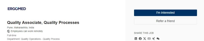Ergomed Hiring for GxP Quality Operations Quality Associate