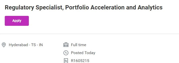 Bristol Myers Squibb Hiring for Regulatory Specialist, Portfolio Acceleration and Analytics