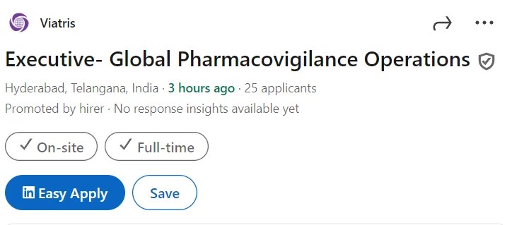 Viatris Hiring Executive Global Pharmacovigilance Operations