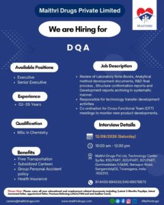 Maithri Drugs DQA Executive Walk-In Interview