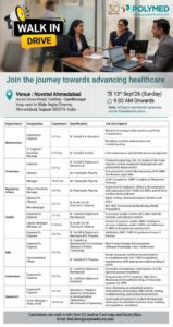 Poly Medicure Limited Walk-In Drive for Multiple Positions in Maintenance / Production / Regulatory Affairs / Quality / R&D / Automation / Equipment on 13th Sep 2026