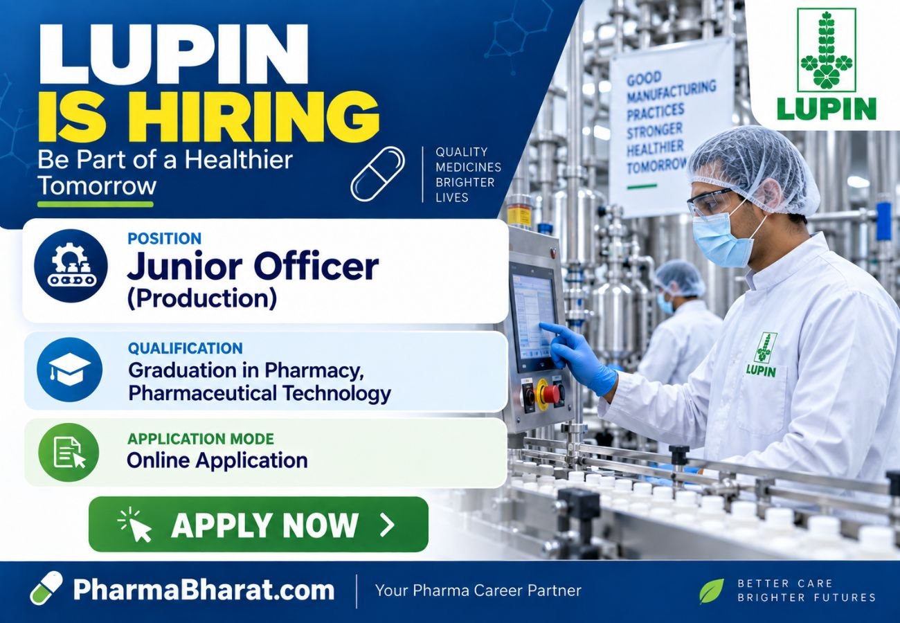 Lupin Junior Officer Production Job