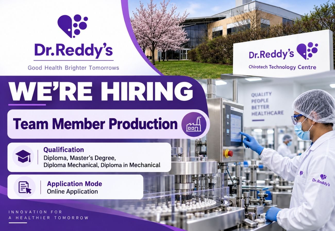 Dr Reddy Hiring for Team Member Production Job