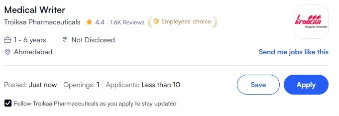 Troikaa Pharmaceuticals Hiring Medical Writer | 0 - 6 Years