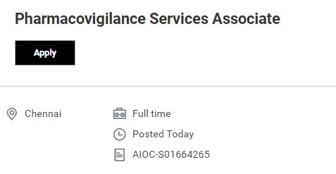 Accenture Hiring for Pharmacovigilance Services Associate