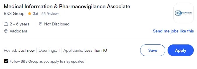 B&S Group Hiring for Medical Information & Pharmacovigilance Associate