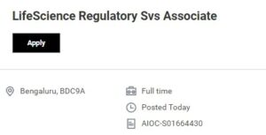 Accenture LifeScience Regulatory Associate Job